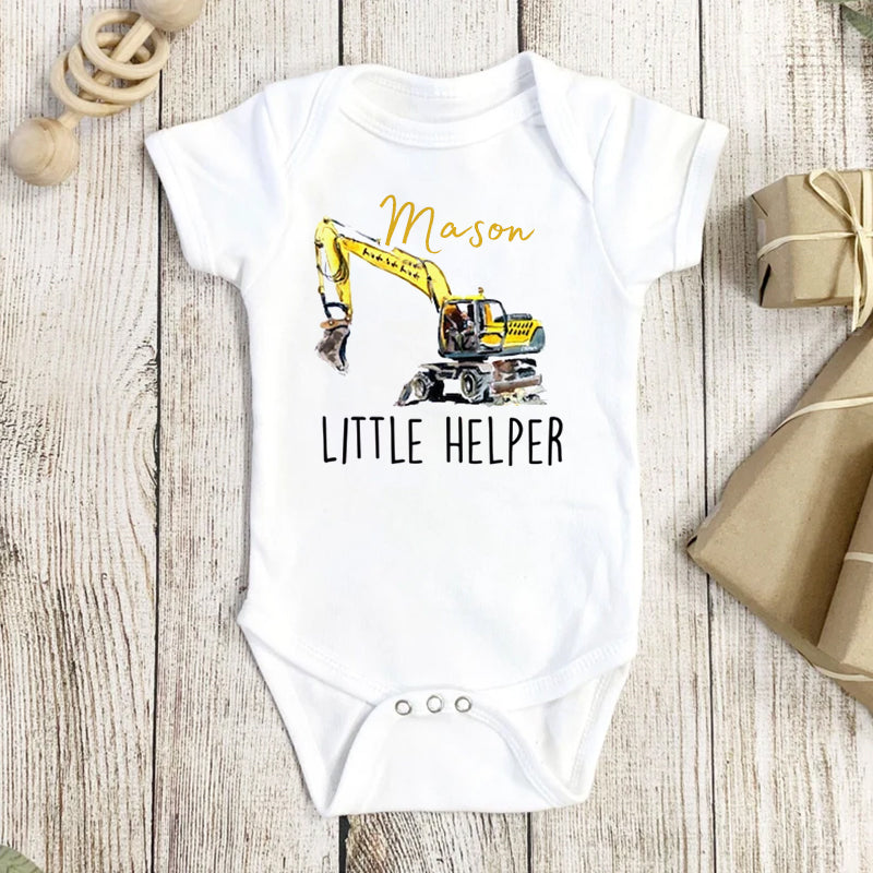 Personalized Baby Onesie Excavator Little Helper