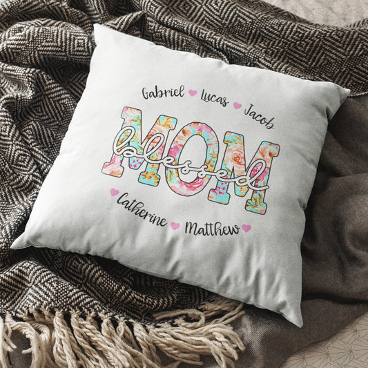 Personalized Blessed Mom Grandma Nana Name Pillow