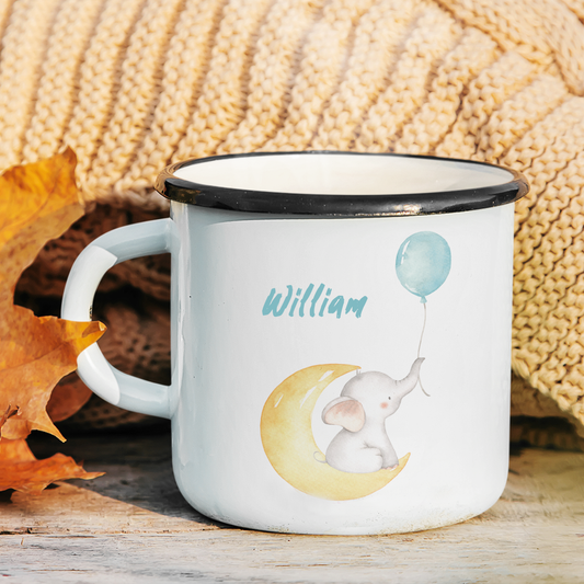 Personalized Enamel Elephant On The Moon Kids Mug | 22111808