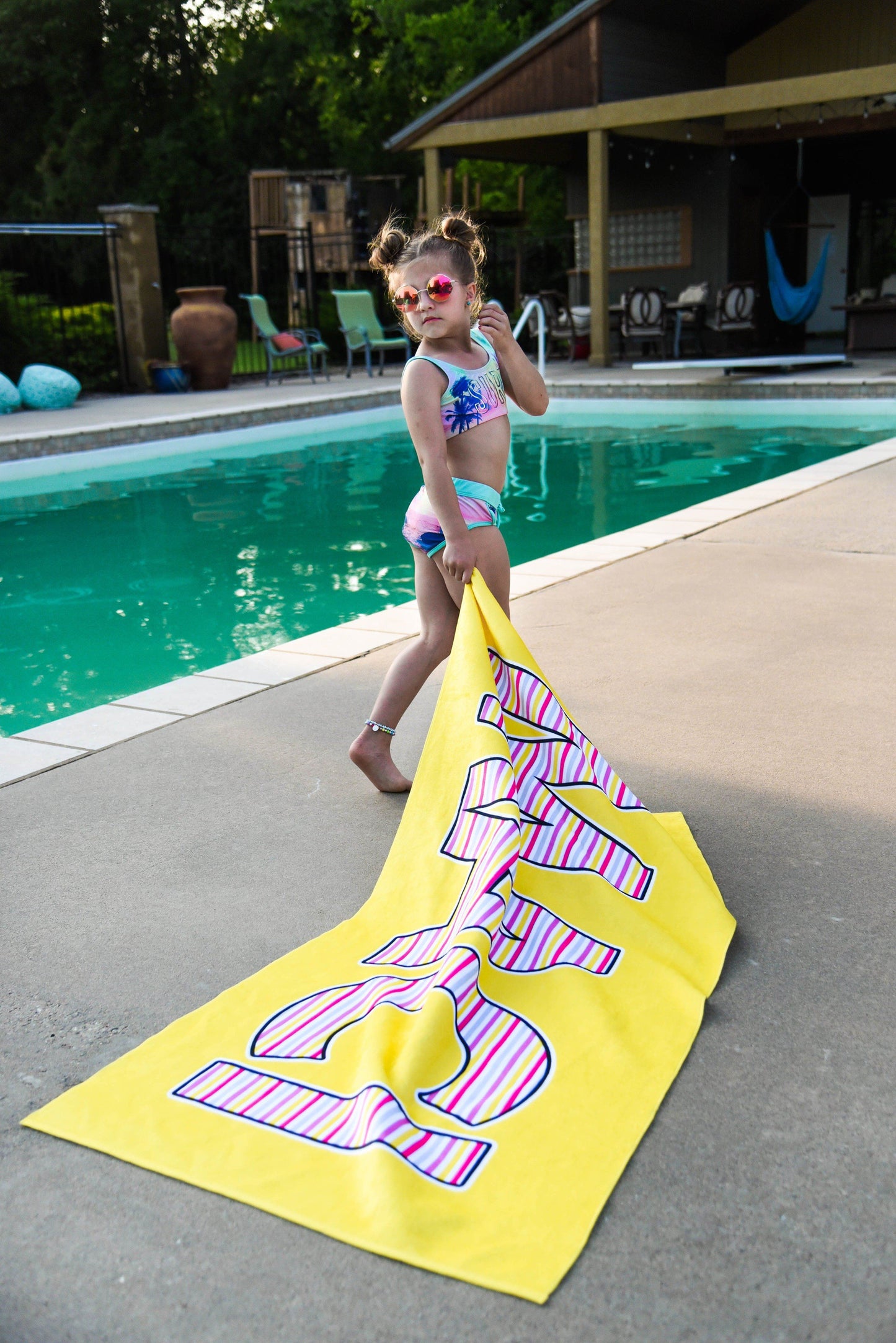 Personalized Beach Towel Striped Letters