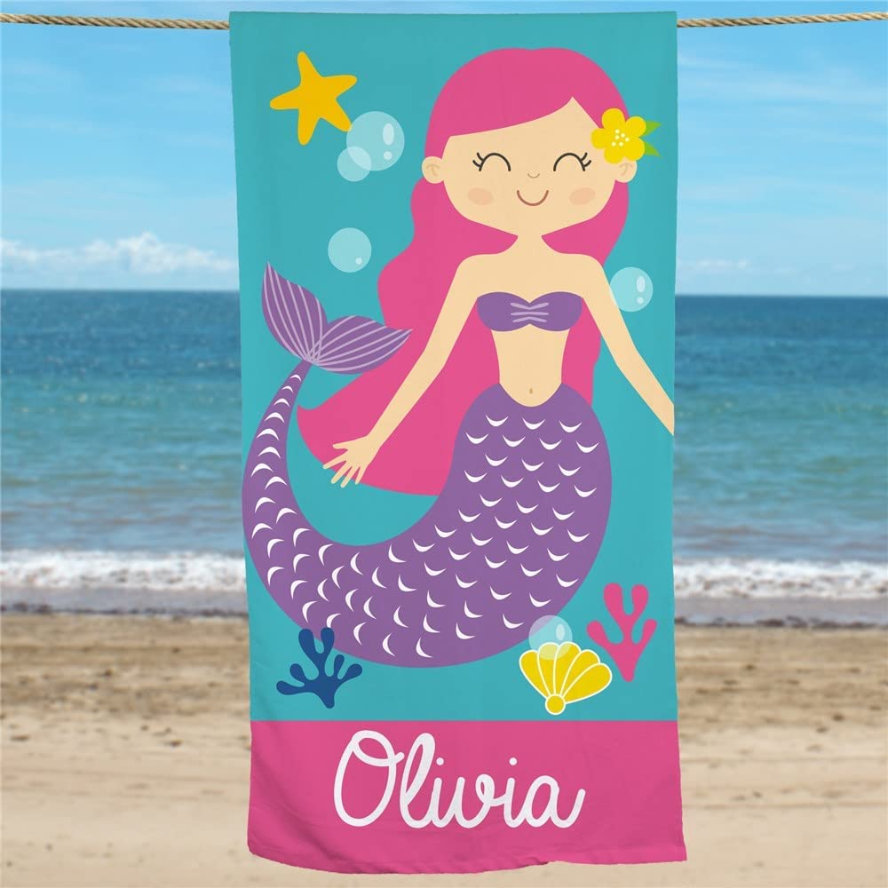 Personalized Kids Beach Towel My Favorite Mermaid