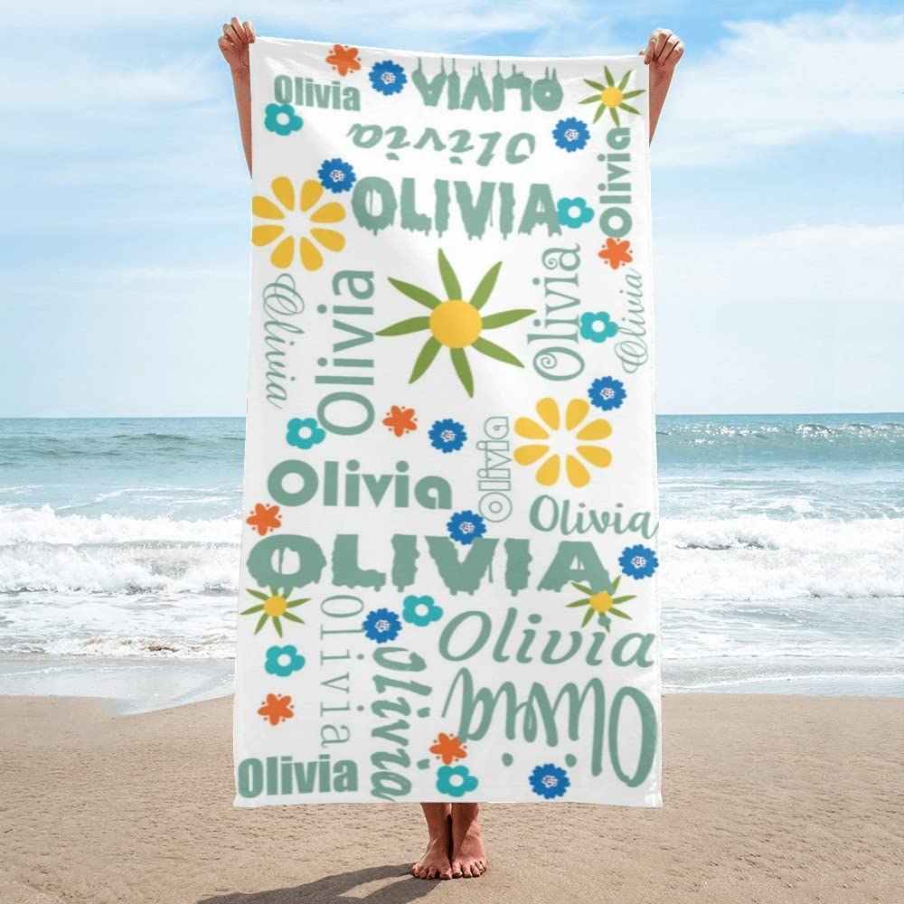 Personalized Kids Beach Towel With Name Word Art