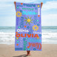 Personalized Kids Beach Towel With Name Word Art