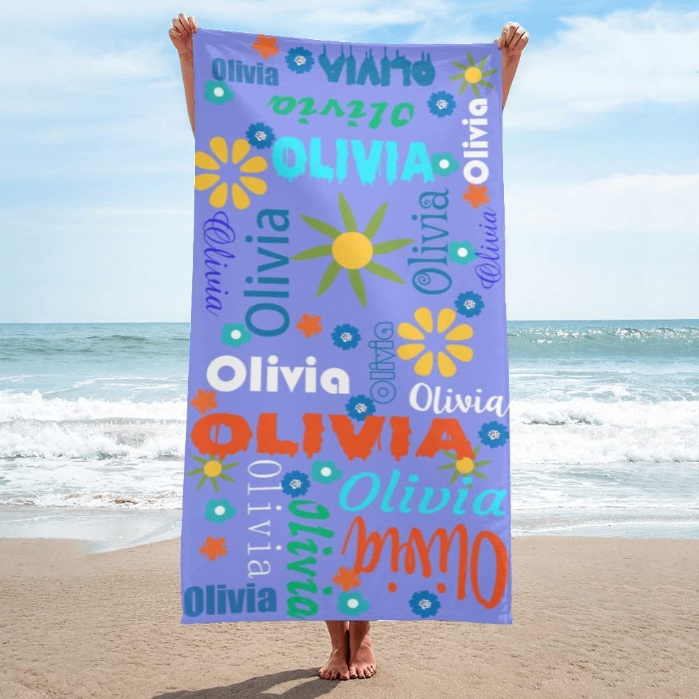 Personalized Kids Beach Towel With Name Word Art