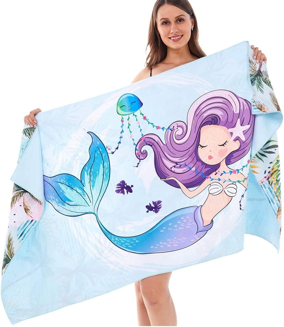 Mermaid On The Sea Personalized Kids Beach Towel