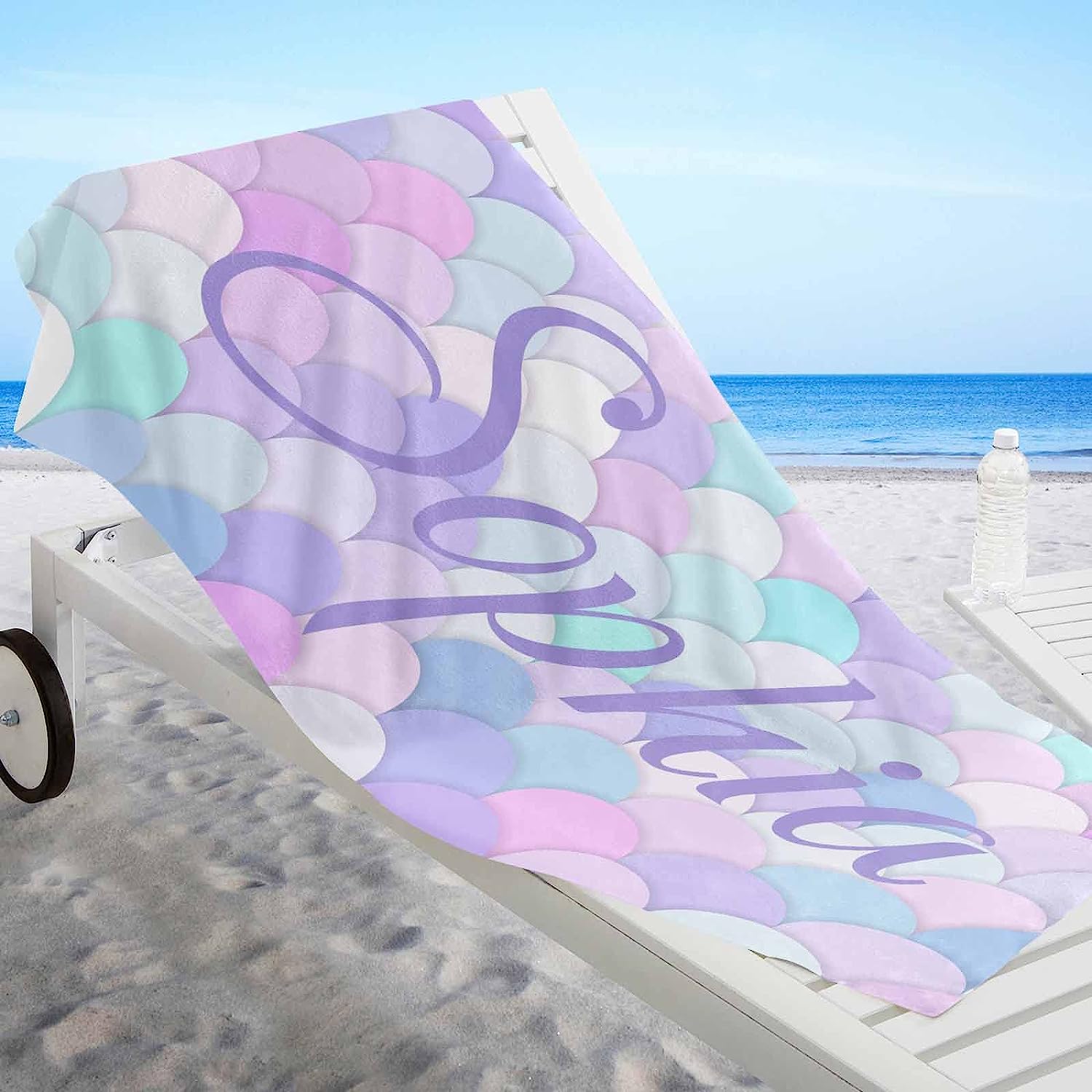 Mermaid Tail Personalized Kids Beach Towel