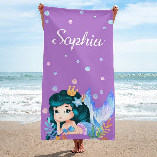 Personalized Kids Beach Towel Mermaid Princess