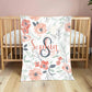 Personalized Minky Fleece Flower Baby Blanket