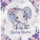 Personalized Minky Blanket Elephant With Flowers Purple
