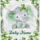 Personalized Elephant Green Leaves Newborn Baby Girl Children Name Fleece Blanket | 111222