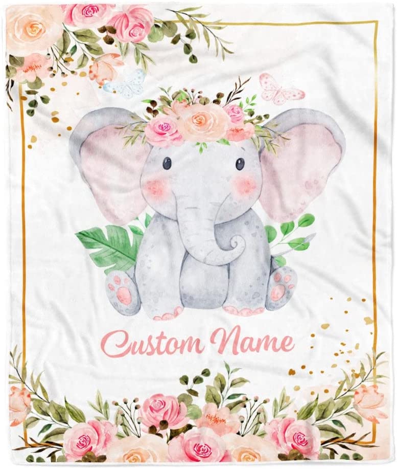 Personalized Sunflower Newborn Baby Girl Children Name Fleece Blanket | 110322