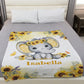 Personalized Weighted Blanket Elephant Sunflower Newborn Baby Girl Children Name