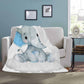 Personalized Elephant Blue Cloud Newborn Baby Girl Children Name Fleece Blanket | 110522