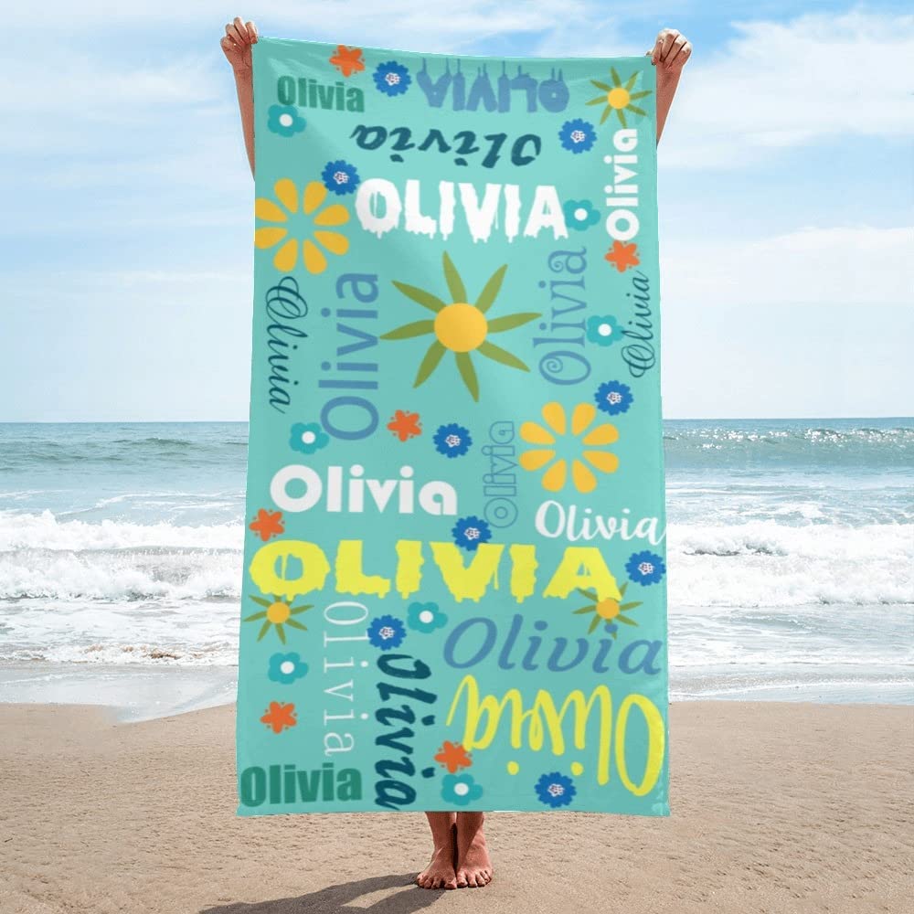 Personalized Kids Beach Towel With Name Word Art