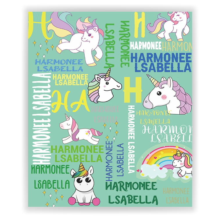 Custom Multi Unicorns Name Blankets With Initial