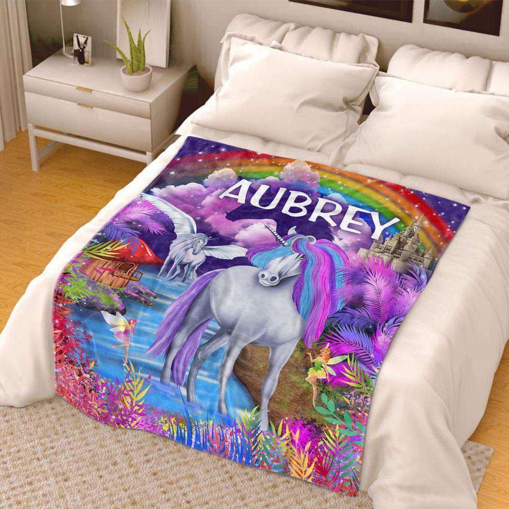 Personalized Magical Unicorn Fleece Blanket 06