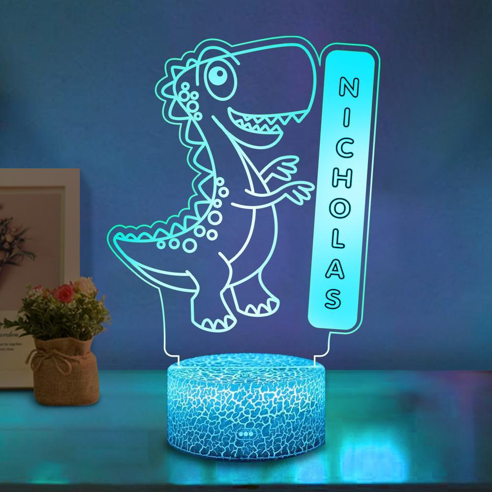 Personalised Dinosaur Colour Change Light LED Bedroom Night Light Boys Girls Mood Lighting 10