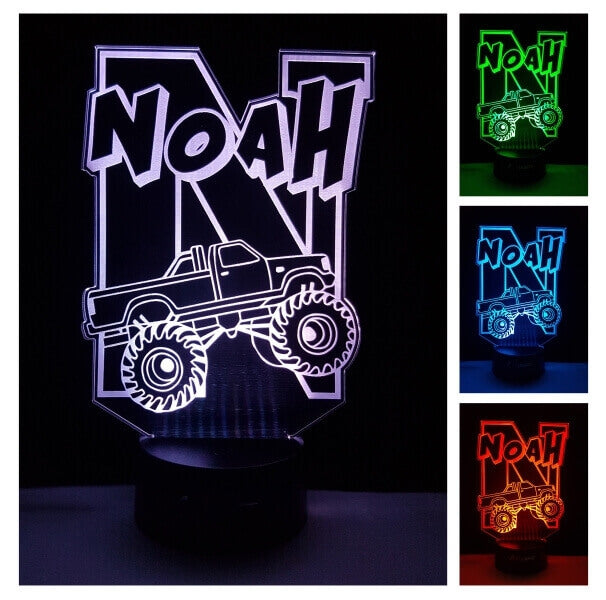 Personalized 7/16 Color Changing Night Light Monster Car