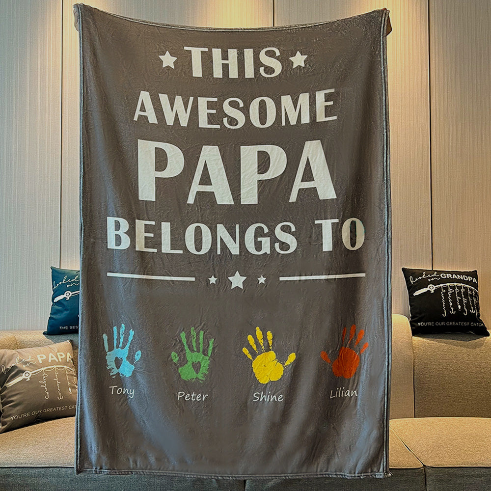 Personalized  Fathers Day Blanket This Awesome Daddy Belongs to