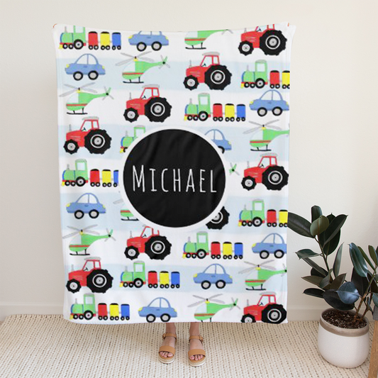 Personalized Minky Swaddle Blanket Transport Tools
