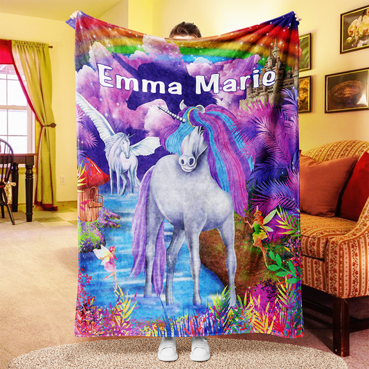 Personalized Magical Unicorn Fleece Blanket 06