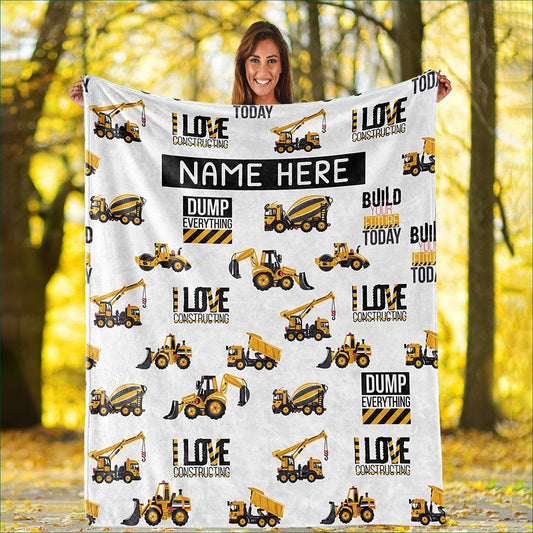 Custom Name Fleece Blanket 16 Tool Cars