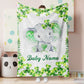 Personalized Elephant Green Leaves Newborn Baby Girl Children Name Fleece Blanket | 111222