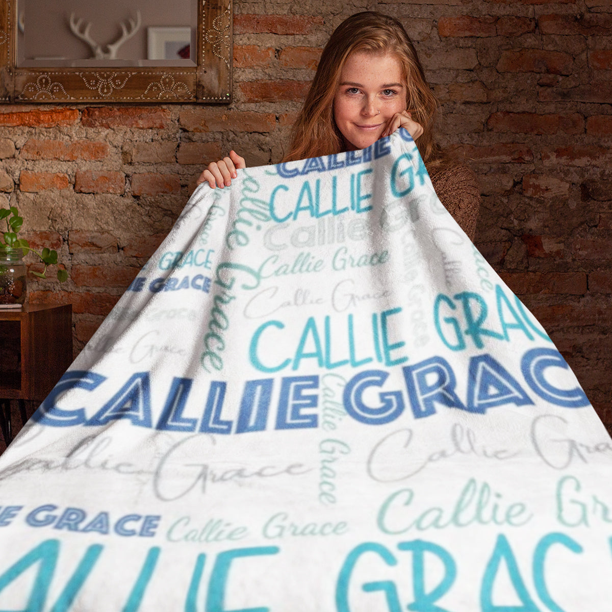 Personalized Cute Name Word Art Multi Colors Fleece Blanket