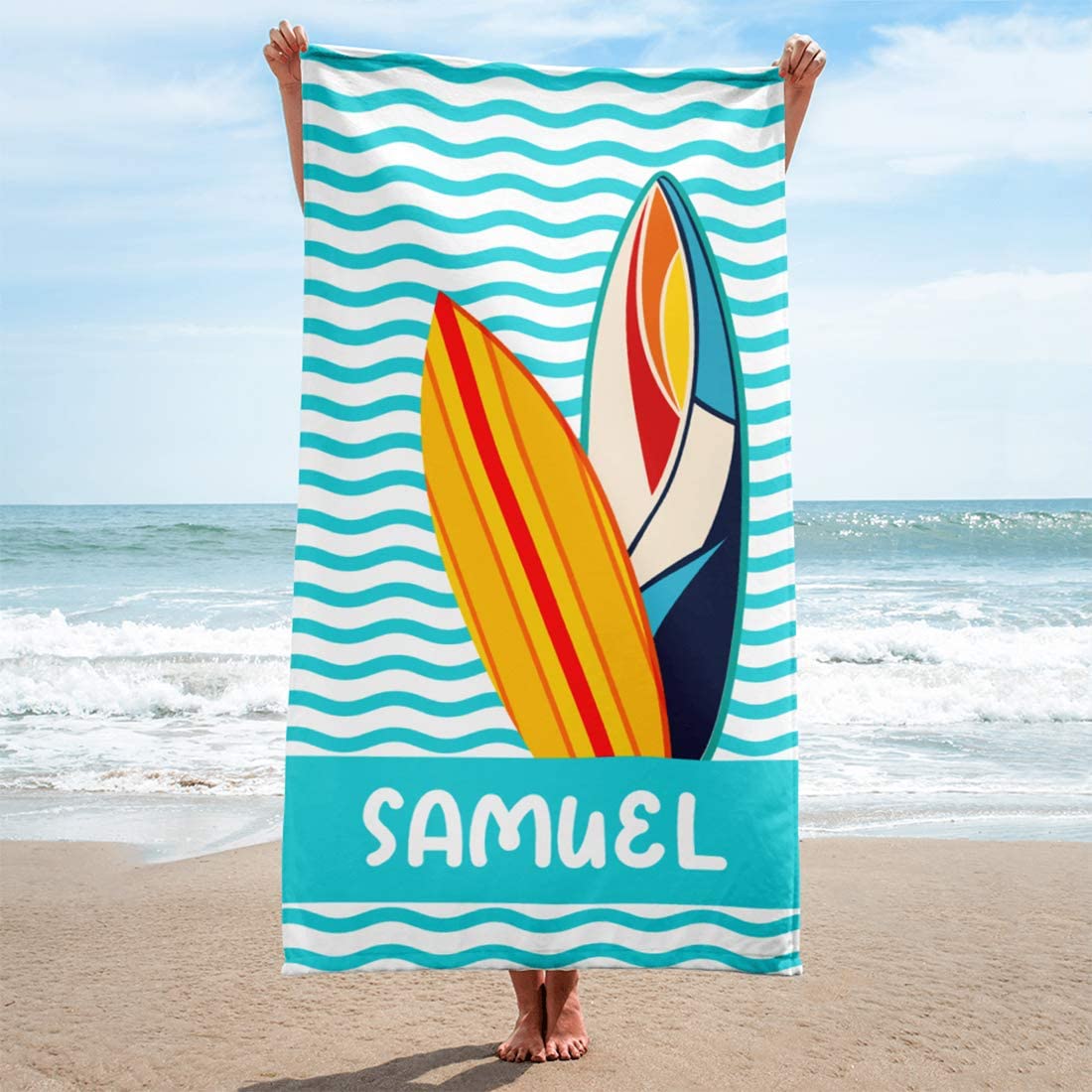 Personalized Sports Surf Kids Beach Towel