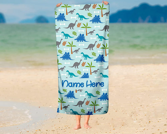 Personalized Dinosaur World Beach Towel
