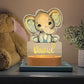 Personalized Bedroom Led Night Light Boys Girls Animal Theme Elephant Blue Pink