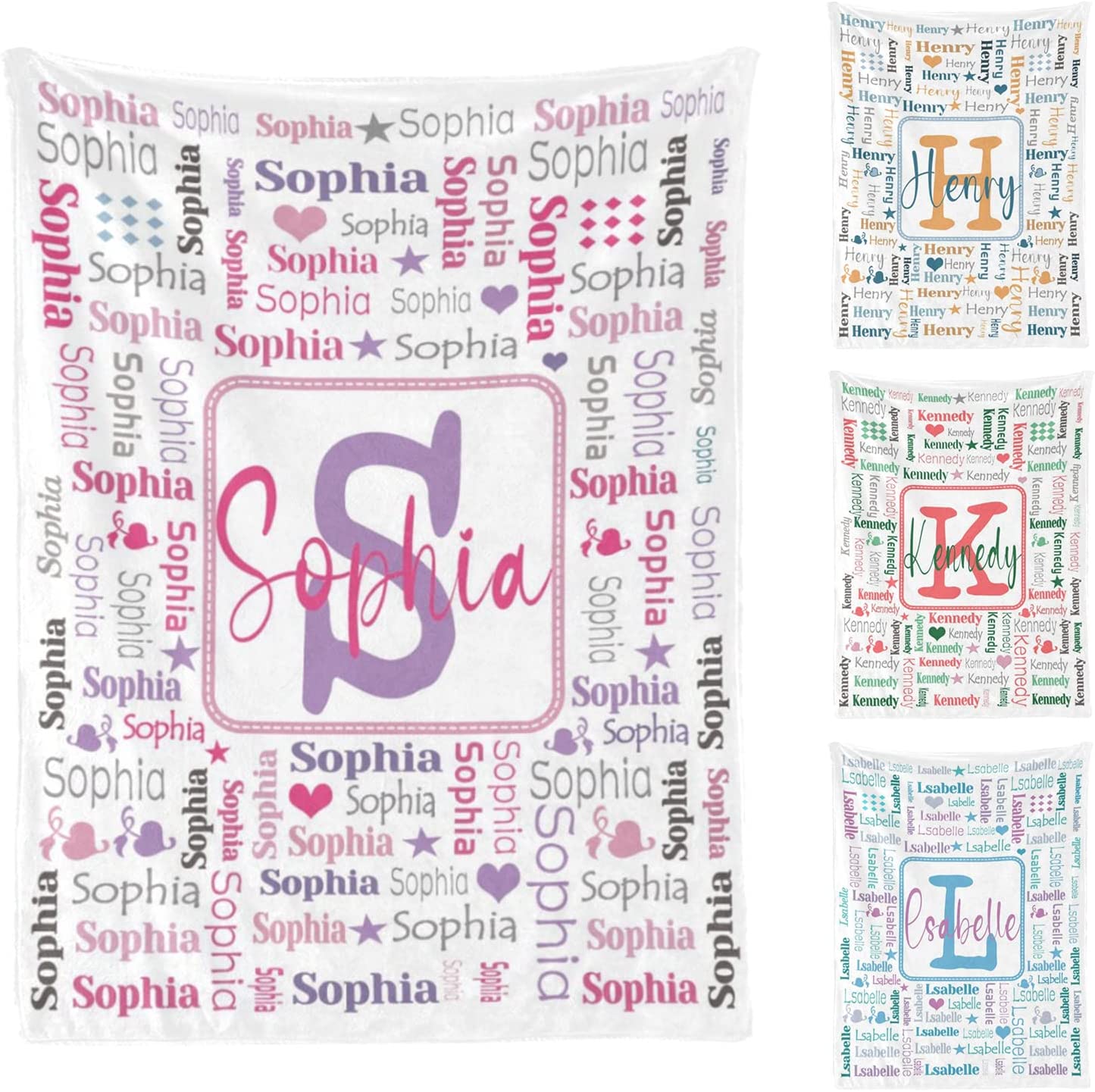 Personalized Initial With Name Art Fleece Blanket