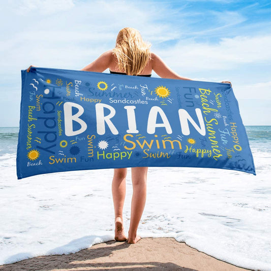 Personalized Word-art Kids Beach Towel