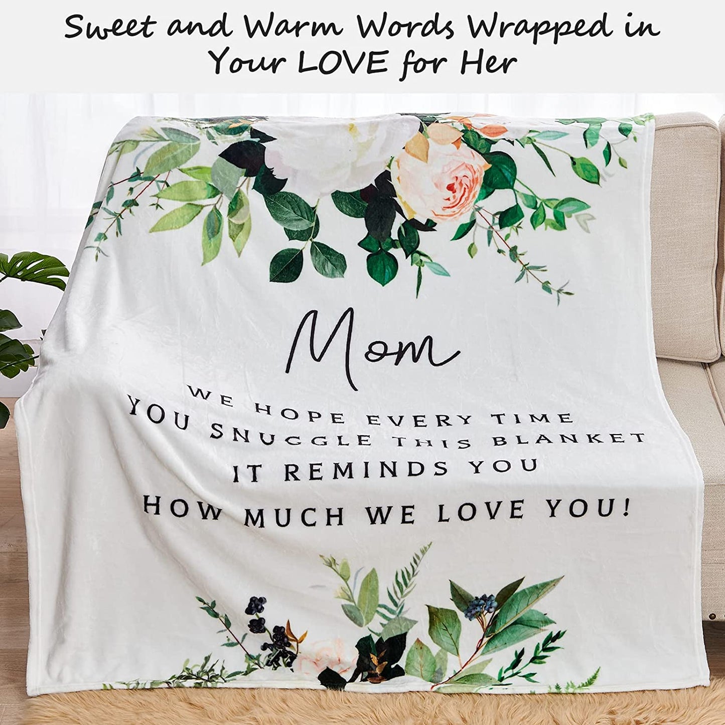 Personalized Mom/Nana/Auntie Blanket Flower How Much We Love You