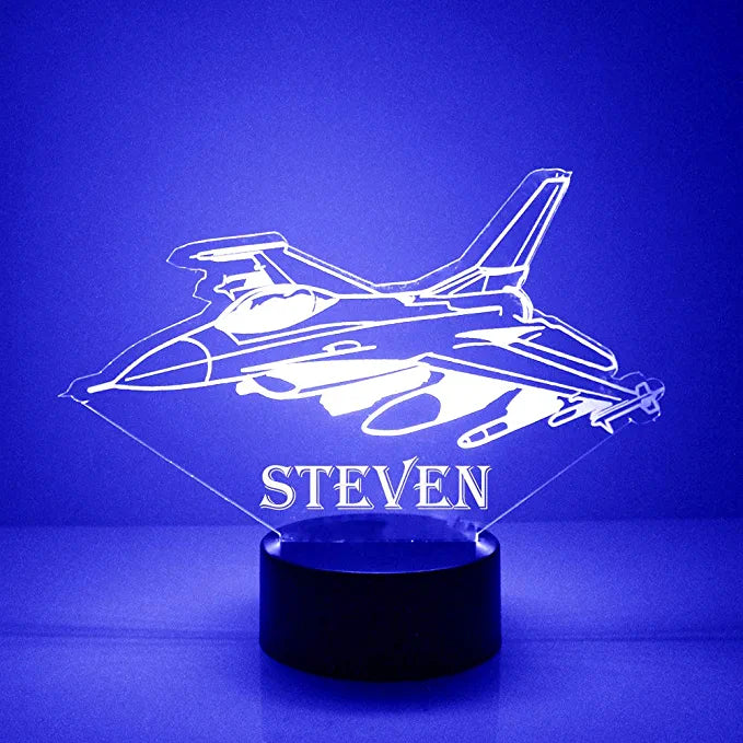 Personalized Jet Night Lights with Name 7/16 Colors Changing LED Lamp