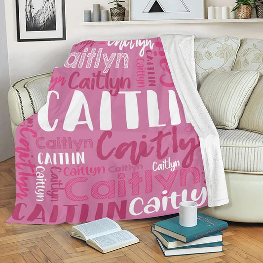 Personalized Cute Name Word Art Multi Colors Fleece Blanket
