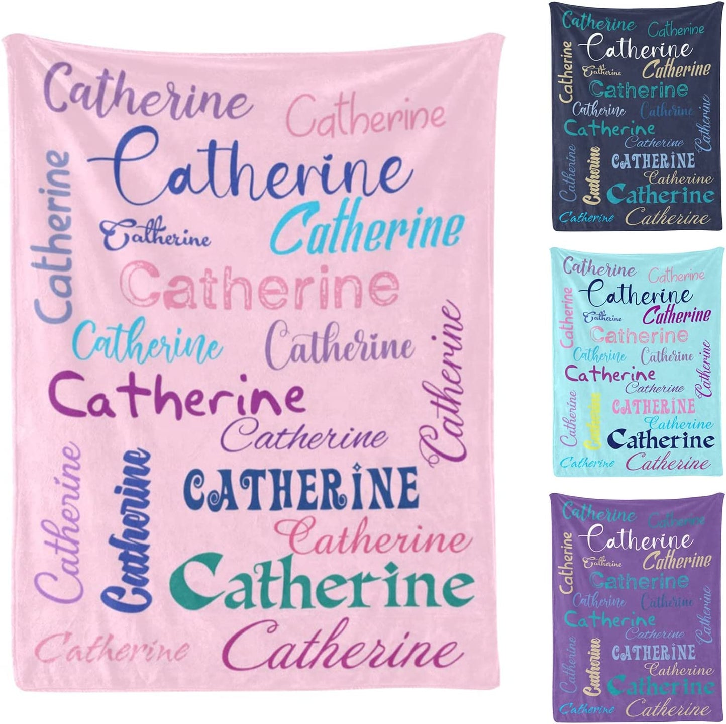 Personalized Name Arrange Word Art Multi Colors Fleece Blanket