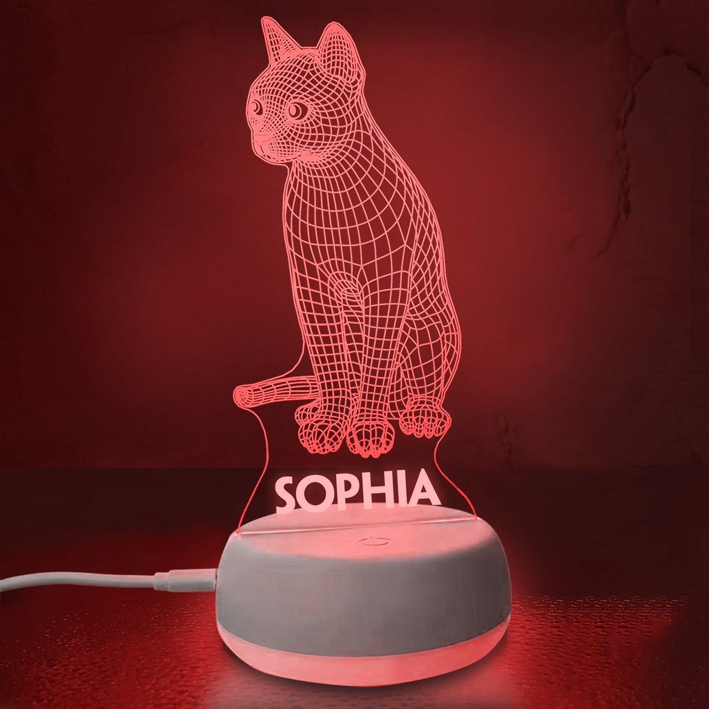 Personalized 3D Cat Night Lights with Name 7/16 Colors Changing Led Lamp