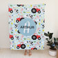 Personalized Minky Swaddle Blanket Farm Car