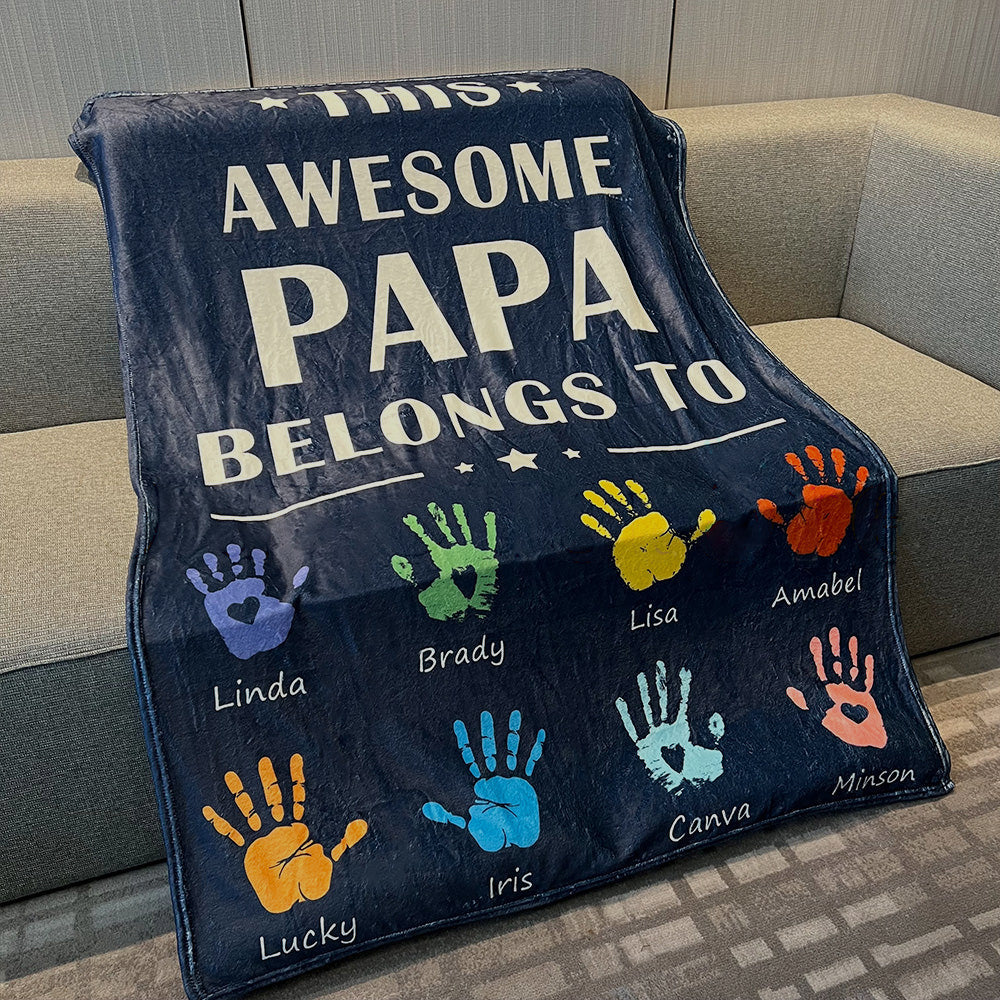 Personalized  Fathers Day Blanket This Awesome Daddy Belongs to