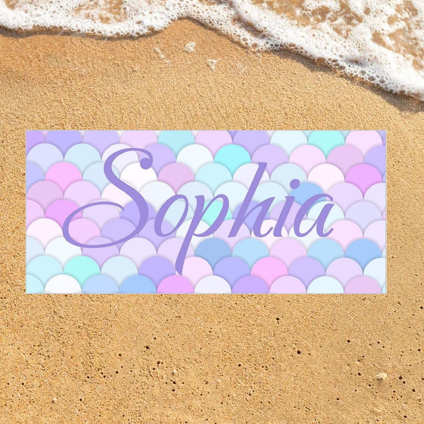 Mermaid Tail Personalized Kids Beach Towel