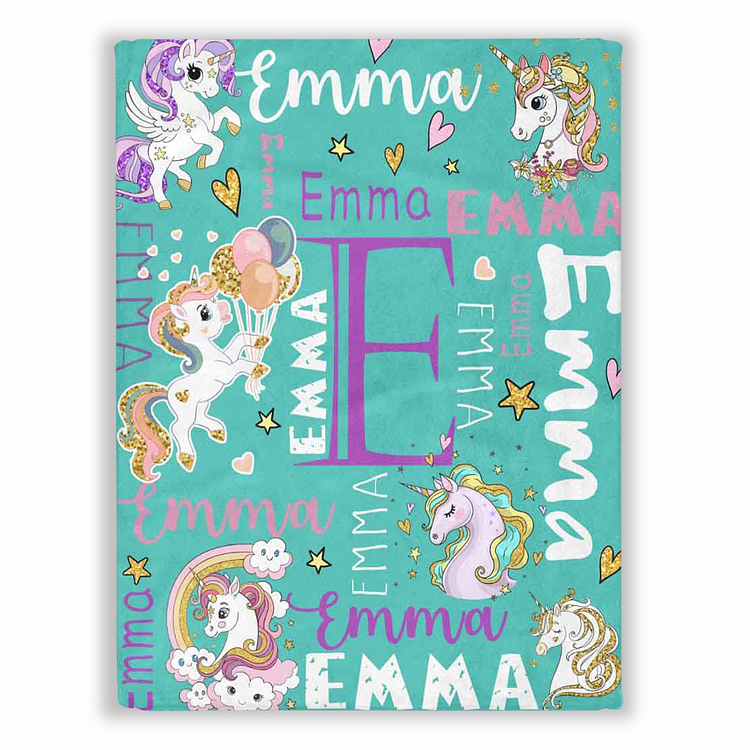 Custom Unicorn Name Blankets With Initial