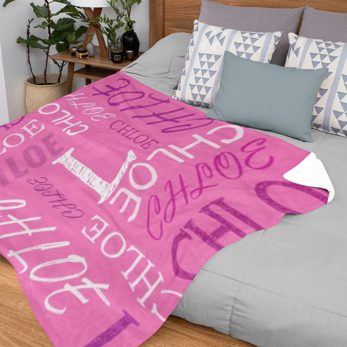 Personalized Name With Initial Word Art Multi Colors Fleece Blanket