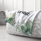 Personalized Minky Fleece Flower Baby Blanket Green Leaves