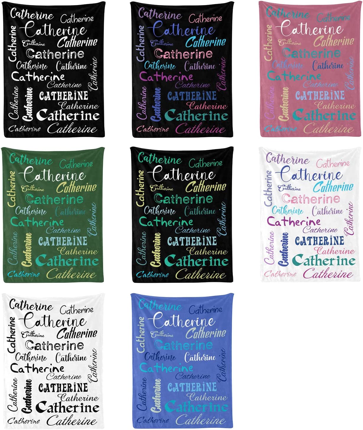 Personalized Name Arrange Word Art Multi Colors Fleece Blanket