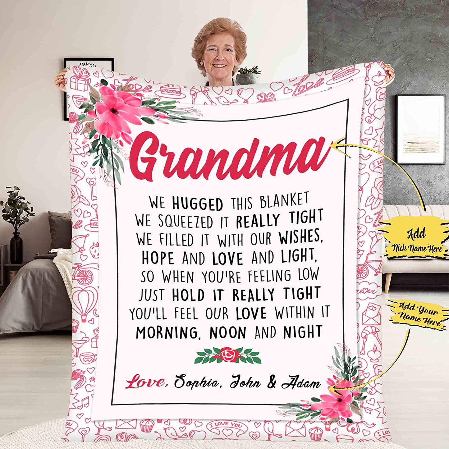 Personalized Mom/Nana/Auntie Flower Blanket