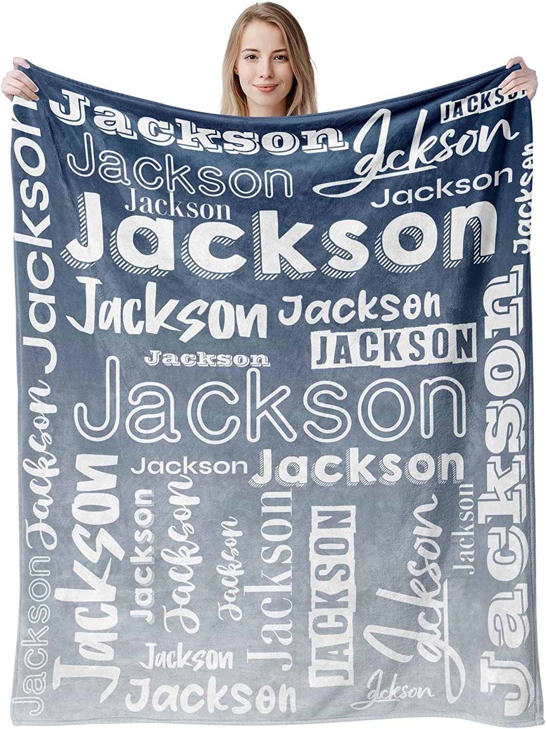 Personalized Name Fade Out Word Art Multi Colors Fleece Blanket