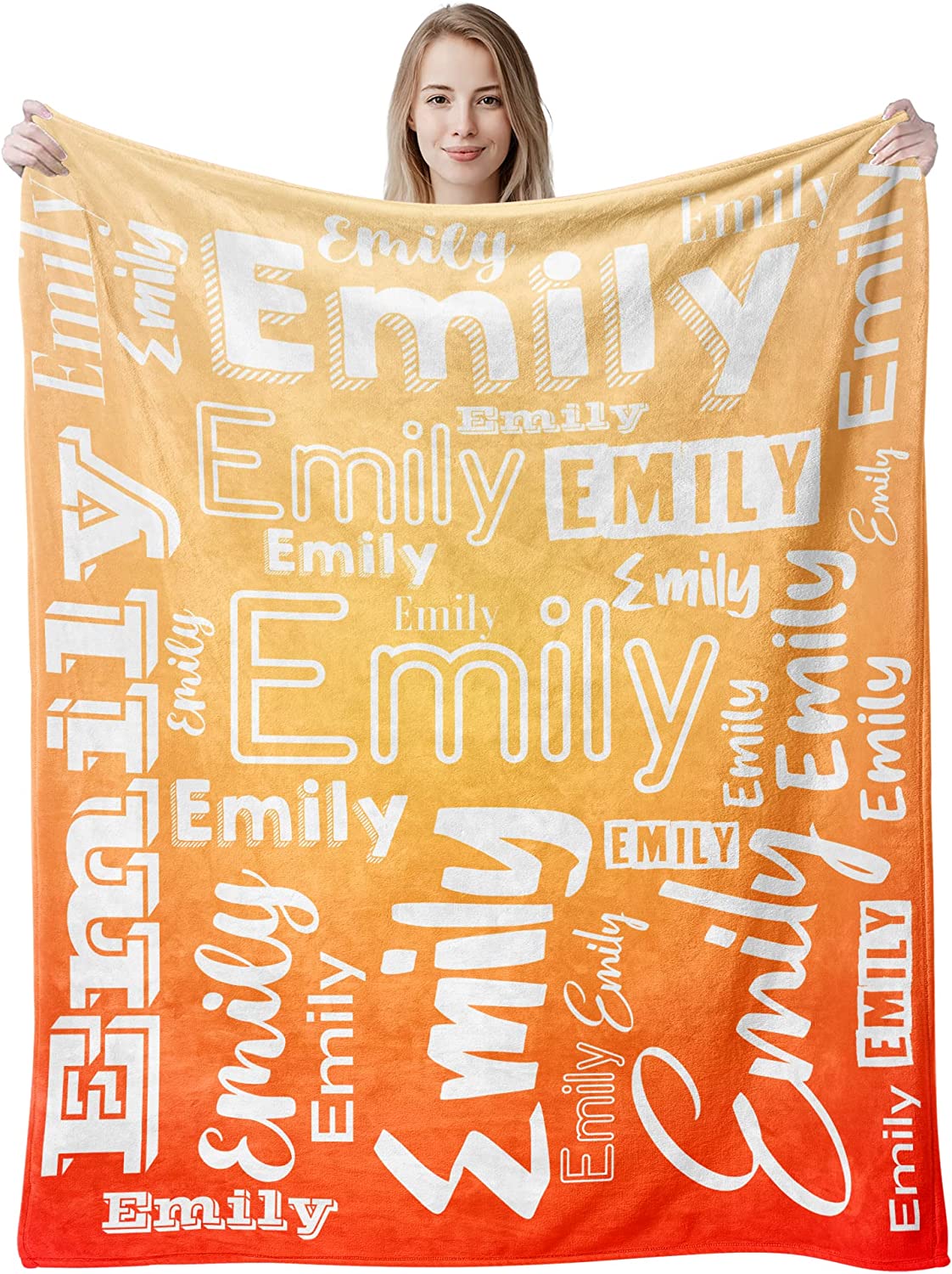Personalized Name Fade Out Word Art Multi Colors Fleece Blanket