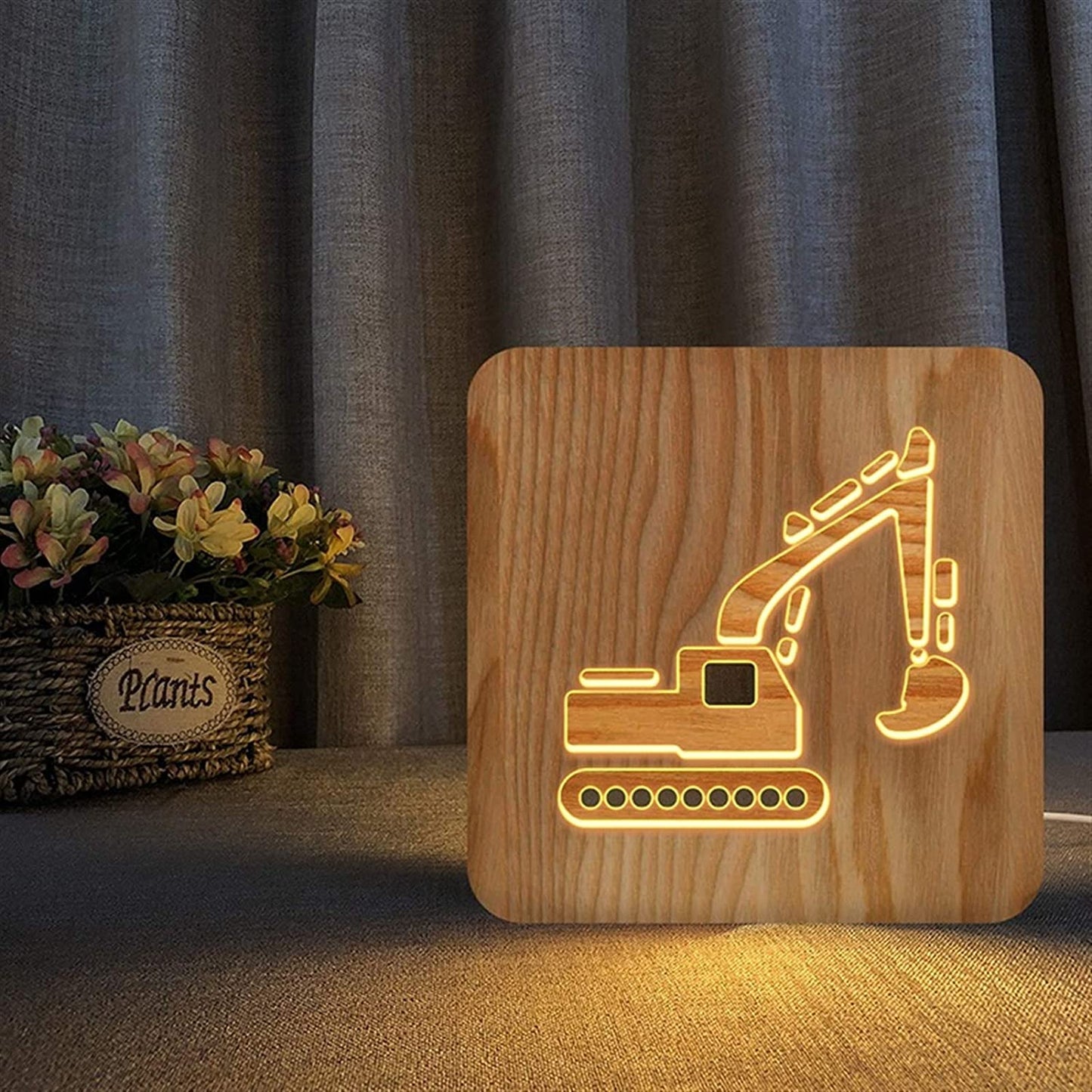 Personalized Creative Wood Excavator Light