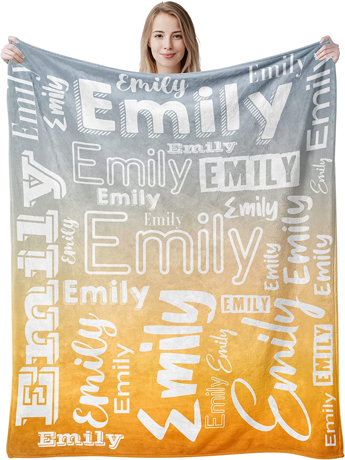 Personalized Name Fade Out Word Art Multi Colors Fleece Blanket